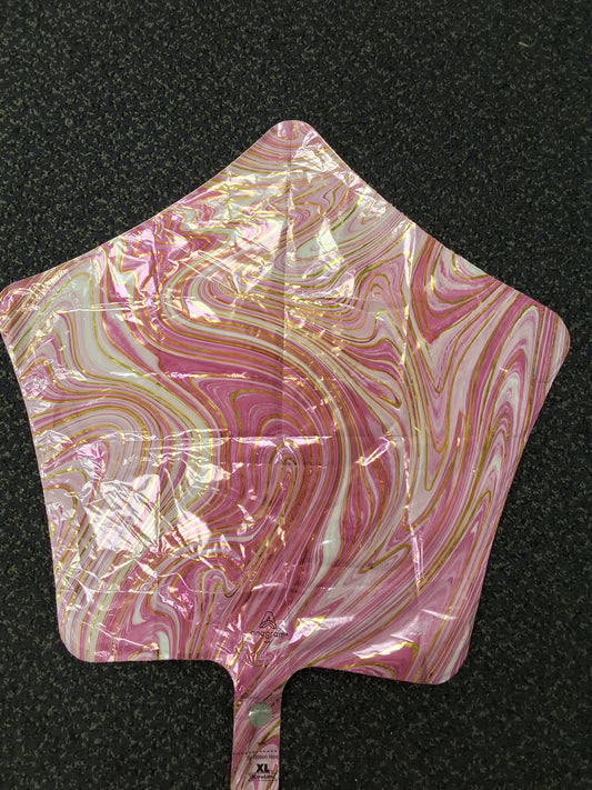 Pink and White Swirl Mylar Stars