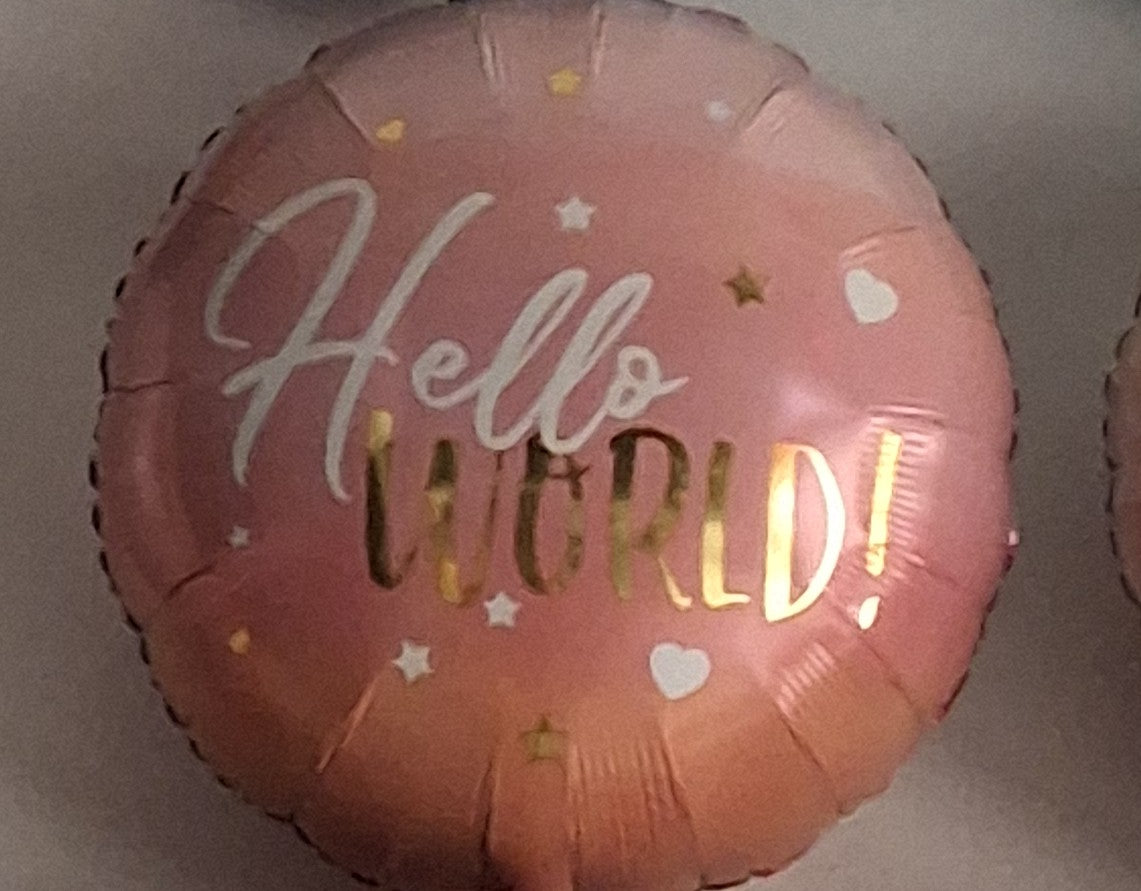 18in Girl Hello World Baby Mylar