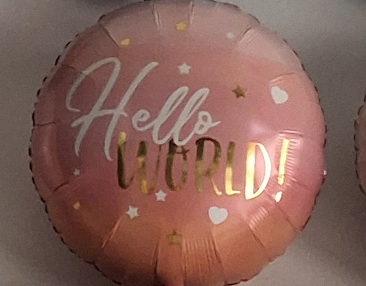 18in Girl Hello World Baby Mylar