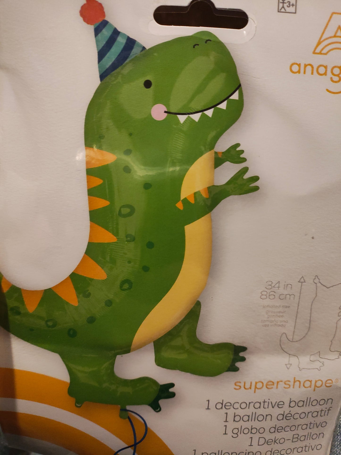 SuperShaper Friendly Dino Mylar Balloon