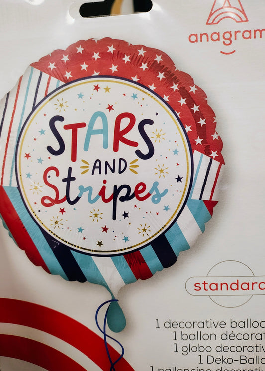 18" Patriotic Stars and Stripes Mylar Balloon