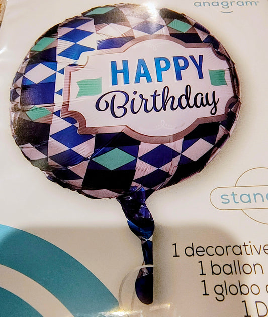 18in Chevron Happy Birthday Mylar Balloon