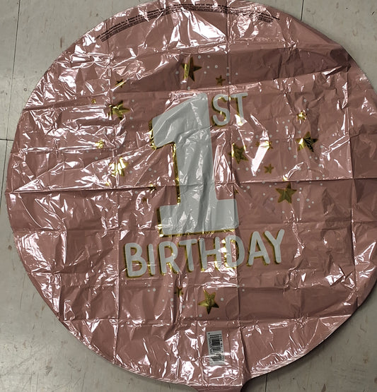 18in Girl's First Birthday Mylar