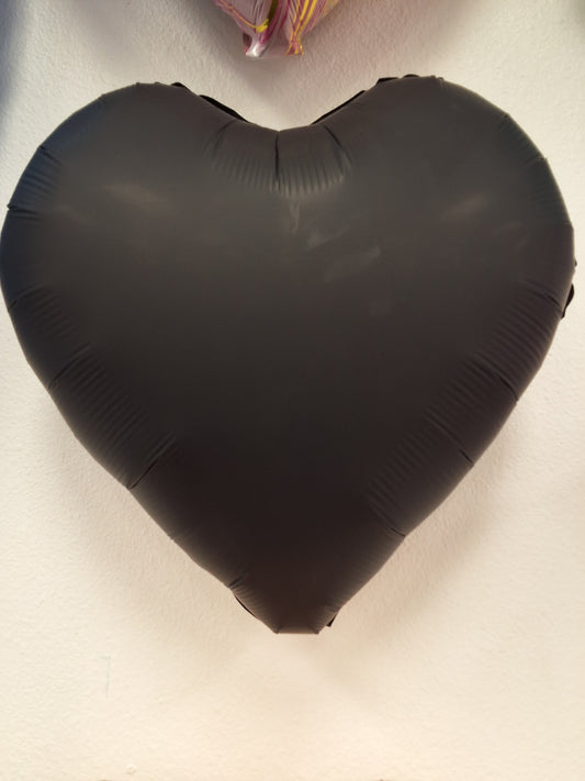 18" Black Satin Heart Mylar Balloon
