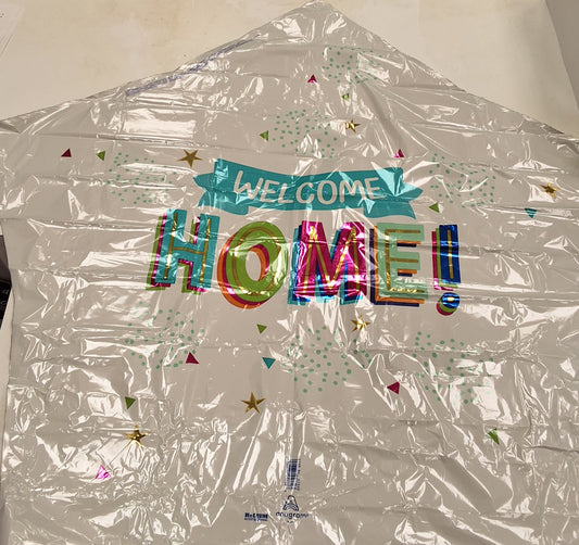 SuperShaper Welcome Home Pink and Teal Mylar Balloon