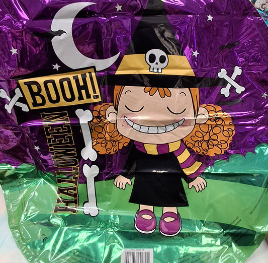 19" Booh Halloween w/girl Mylar Balloon