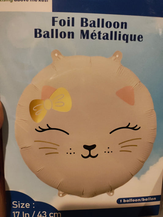 17in Cream Cat Mylar Balloon