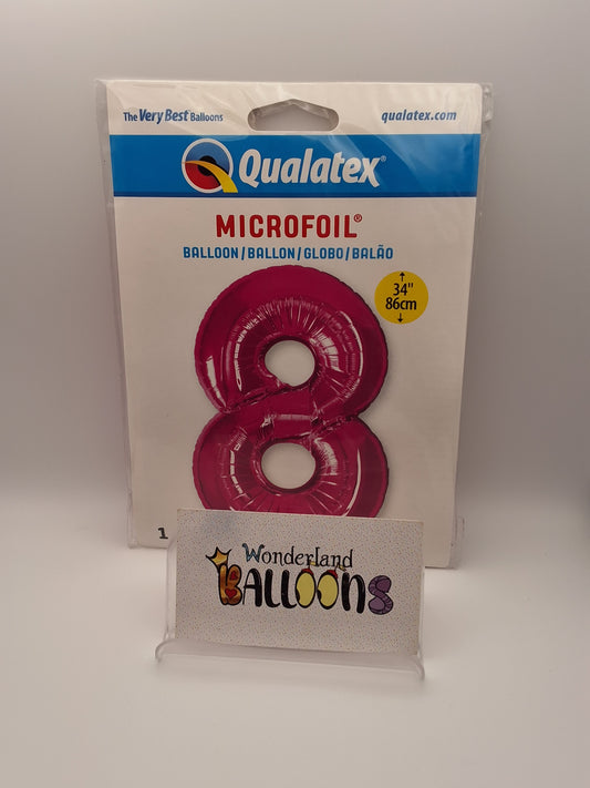 Qualatex 34" Bright Pink #8 Mylar Balloon