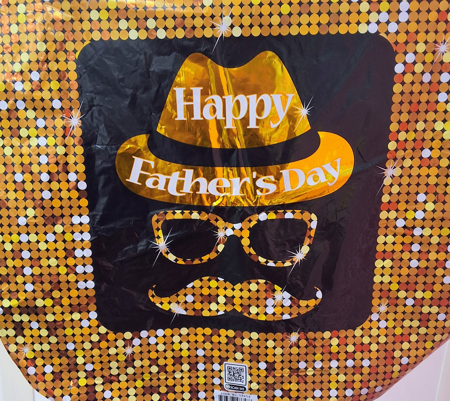 19" Black, and Gold Happy Father's Day Mylar Balloon with Hat