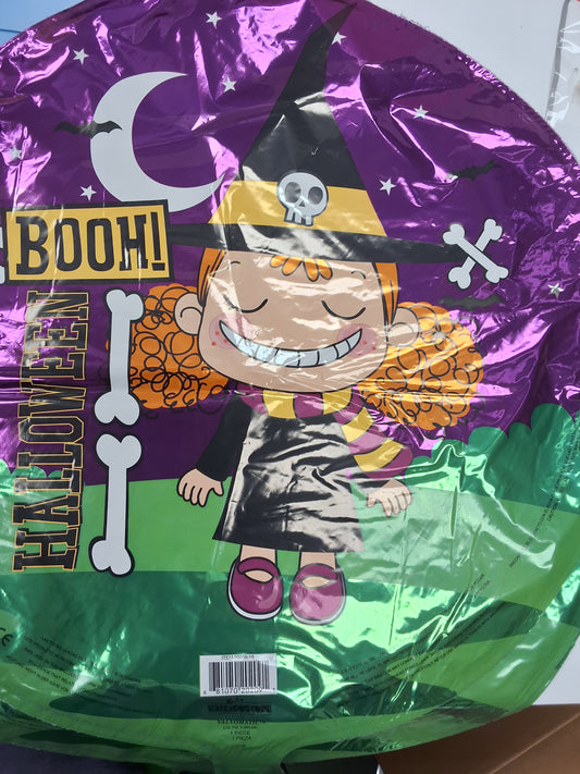 19" Booh Halloween w/girl Mylar Balloon