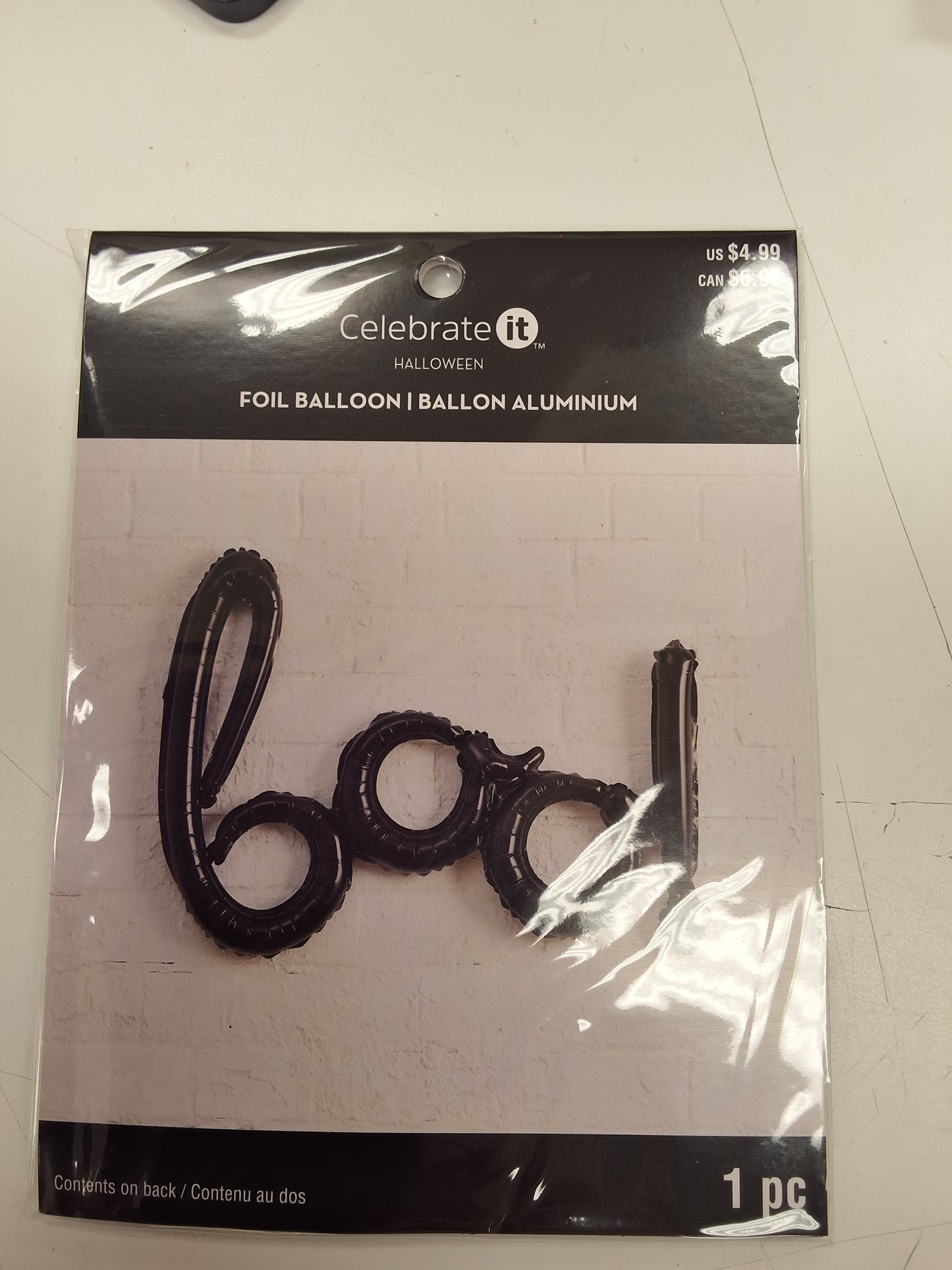 Black AIRFILLED Halloween Boo Mylar Balloon