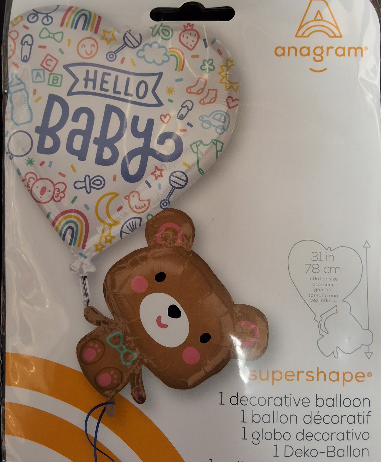 31i Hello Baby Balloon with Bear Mylar Balloon